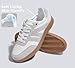 LUCKY STEP Women Classic Retro Gum Sole Fashion Sneakers Casual Tennis Skate Shoe Genuine Leather Walking Footwear Anti Slip Trainers(White/Grey,11)