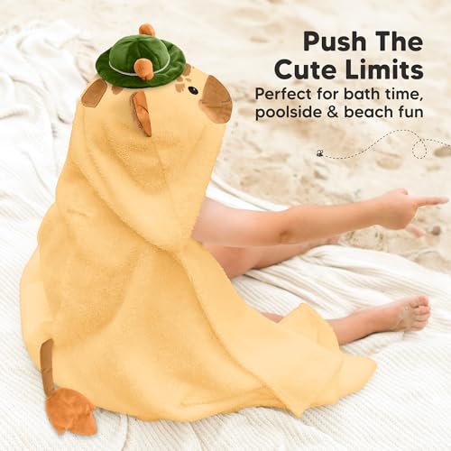 Image of KeaBabies Organic Baby Towel with Hood for Girls, Boys, Soft (Gigi) | Absorbent 100% Cotton Hooded Baby Towels for Newborns, Infants, Large Hooded Bath Towels for Babies, Kids, Toddler 1-3