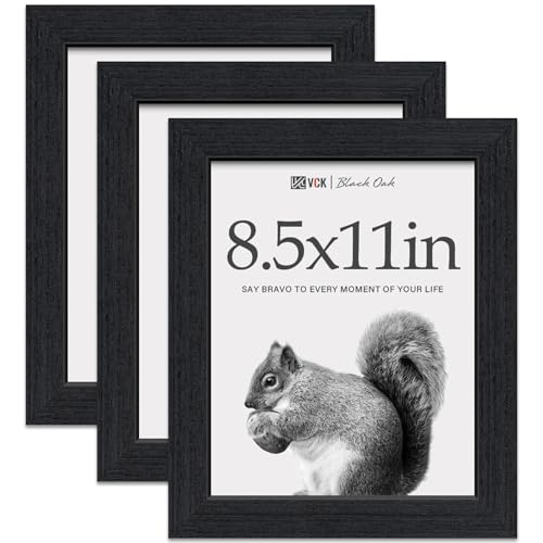 VCK 8.5 by 11 Picture Frame 3 Pack, Black Oak Wood Wide Border, for Diploma