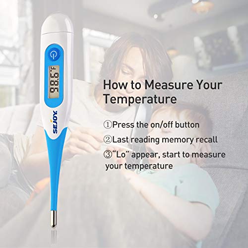 Digital Thermometer for Adults, Medical Oral Thermometer for Fever, Rectal Armpit Thermometer for Baby Kids and Adults, Accurate Waterproof Termometro