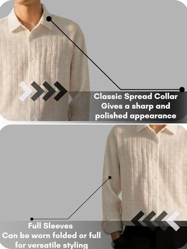 Image of Leriya Fashion Men's Formal Button Down Shirt - Slim Fit Office Wear Shirt for Men | Textured Long Sleeve Polycotton | Business & Meeting Ready