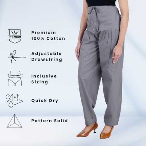 Image of Happy Bunny Salwar Pant - Modern Style Pure Cotton for Women - Ethnic Semi Patiala Trouser - Office,Home - All Day Comfort Wear with Drawstring
