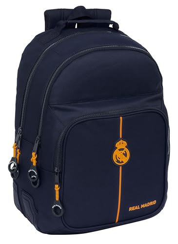 Safta REAL MADRID 2ª EQUIPACIÓN 24/25 - Mochila Escolar Infantil, Ideal para Niños de Diferentes Edades, Cómoda y Versátil, Calidad y Resistencia, 32x15x42 cm, Color Azul Marino