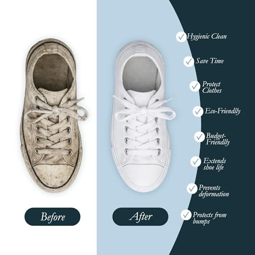 Image of Shoe Washing Machine Bags (2-Pack) - Laundry Bag for Sneakers, Protect Shoes & Washer, Durable Thick Chenille, Reinforced Zipper, Includes Sneaker Brush - Bluehome