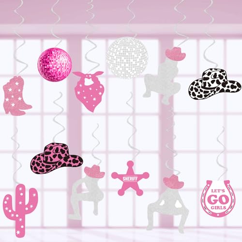Disco Cowgirl Party Decorations Western Cowgirl Party Decoration Girls Party Decor Supplies Hanging Swirls Party Streamers 24pcs Bachelorette Party Decorations, Assembled and Ready to Use