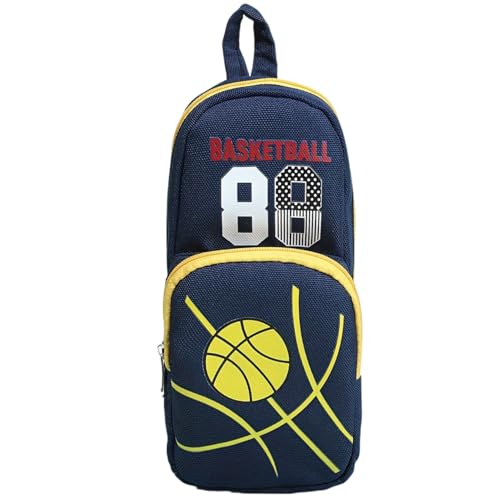 Estojo Escolar Premium Basketball, Tema Esportivo, Dois Compartimentos com Zíper, Alta Qualidade