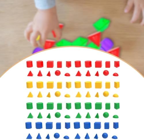 JunZheHub 80Pcs 3D Shape Geometric Solids Math Manipulatives for Preschool Elementary - 4