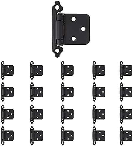 Overlay Cabinet Hinges 1/2 Inch 20 Pack (10 Pairs) Face Mount (Matte Black, Screws Included)