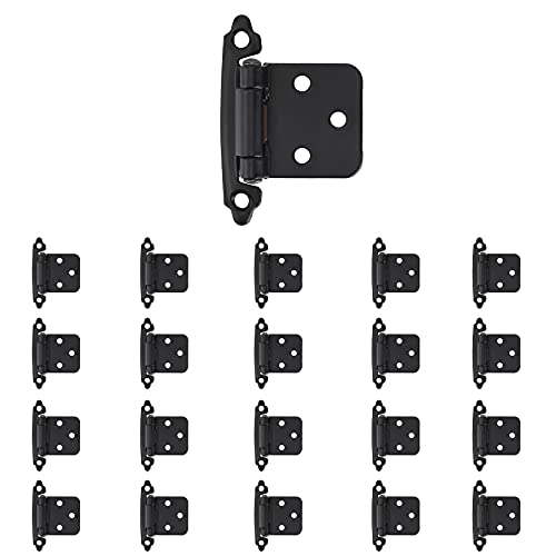 Overlay Cabinet Hinges 1/2 Inch 20 Pack (10 Pairs) Face Mount (Matte Black, Screws Included) #TOP20