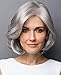 SEVENCOLORS Short Curly Wigs for Women Gray Kinky Curly Bob Hair Wigs Natural Looking Synthetic Daily Party Wig with Free Wig Cap