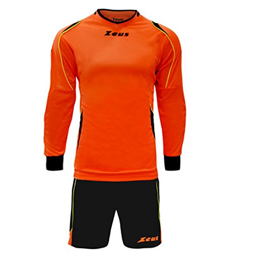 Zeus Kit Gk Paros Portero Equipaciòn para Fùtbol Acolchado para el deporte Para Hombre Colour Naranja Fluo-Negro-Amarillo Fluo (L)