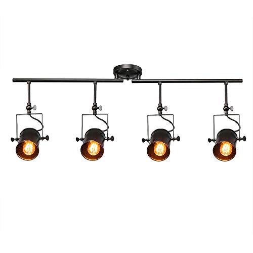 Laluz Track Kit Semi Flush Mount Close To Ceiling Light Fixture, 4 Sources, Black #TOP7