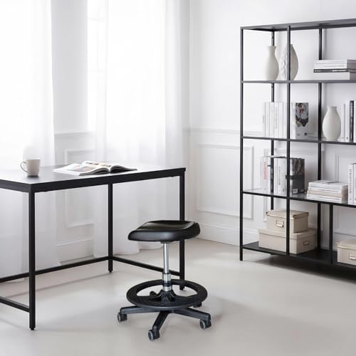 Image of Professional Ergonomic Triangular Saddle Stool with Castors, Height-Adjustable Swivel Stool. Suitable for Clinics, Dental Practices, Massage, Tattoo Studios, and Beauty Salons (Black)
