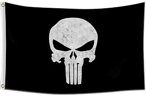 HOKIDO Punisher Flag (3x5ft, Heavy Duty, Durable 150D Polyester)