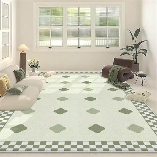 Tapis de salon à motif de fleurs simple tapis sol enfant vert calme - 2