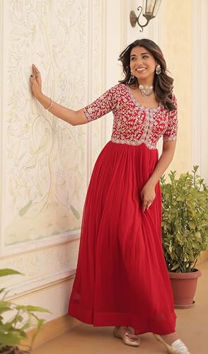 Image of Fashion Basket Georgette Embroidered Anarkali Gown for Women