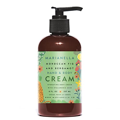 Marianella Moroccan Fig & Bergamot Hand & Body Cream | Moisturizer For Women & Men | Hyaluronic Acid & Vitamin E For Dry Skin & Hands | After Shower Essentials To Have A Smooth, Soft Skin & Refreshed Body | Made In Usa | 8 Oz (Pack Of 1) #TOP19