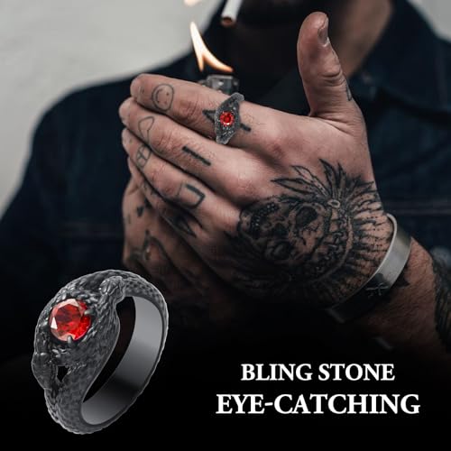 Snake Ring for Men Boys Stainless Steel Gothic Punk Snake Serpent Rings for Men Size 8/9/10/11/12/132