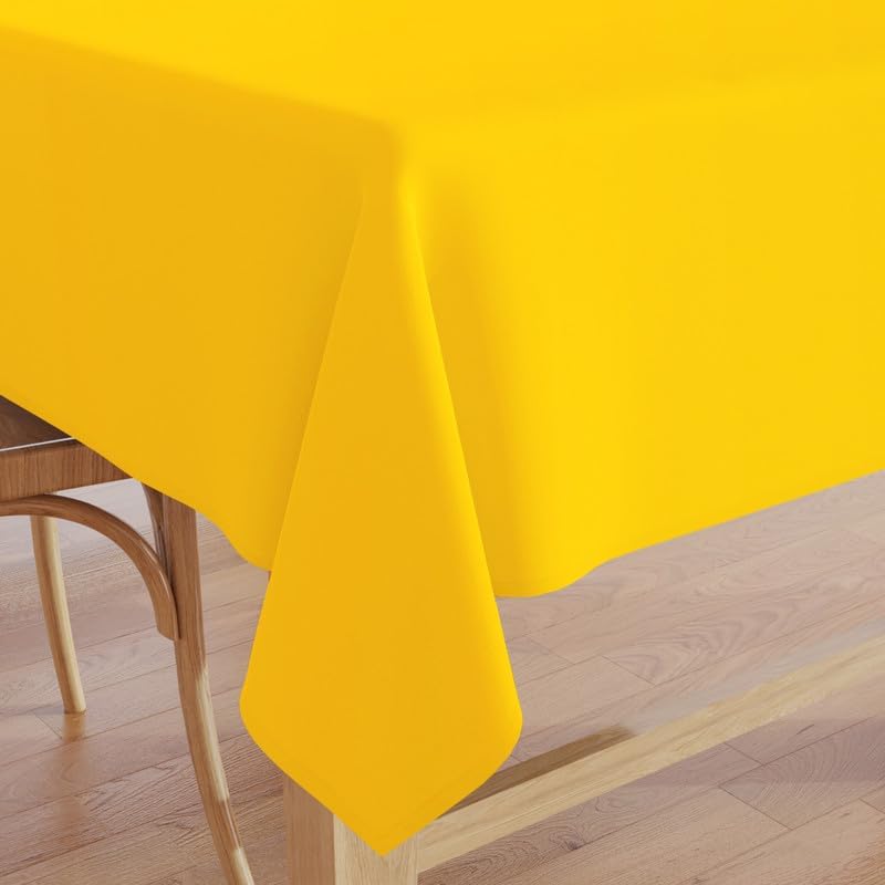 Encasa Mantel de lona 100% algodón con color amarillo rayo de sol y tamaño rectangular de 56 x 72 pulgadas, 6 pies para mesa de comedor, decoración