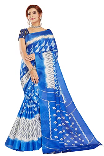 Image of RANI SAAHIBA Women's Art Silk Printed Saree with Blouse Piece