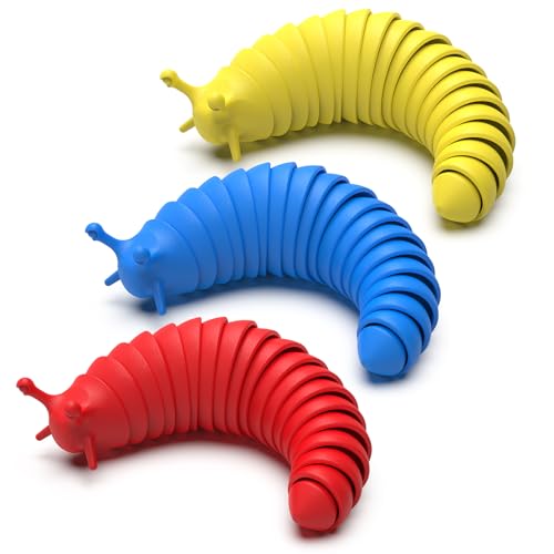 Image of Cevioce Sensory Fidget Slug Toy Fidget Toys for Kids Girls Women 3Pcs Cute Autism Sensory Toys for Autistic Children Christmas Stocking Stuffer Gifts for Toddler Girls Boys Stress Relief Toy