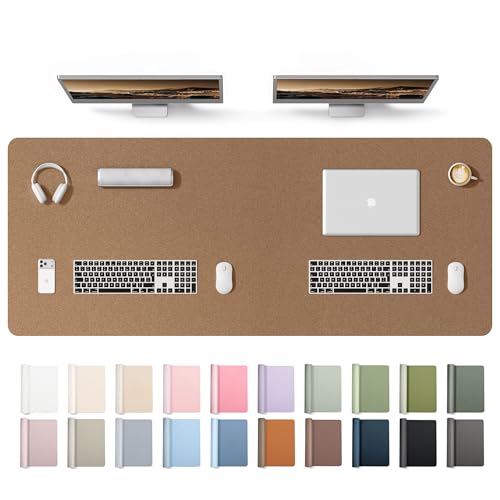 Image of YSAGi Leather Desk Protector, Office Mat, Large Mouse Mat, Non-Slip PU Leather Blotter, Laptop Desk Mat, Waterproof Writing Pad for Office and Home(Shiny Bronze, 63 inch x 24 inch)