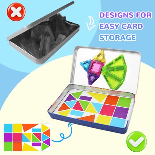 57PCS Magnetic Tiles Mini Travel Kids Set, Educational Learning Sensory Toys,Preschool Classroom Magnetic Blocks Building Kids Toys & Games, for 3-8 Year Boys Girls Birthday Gift