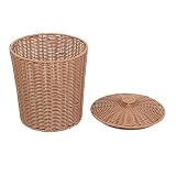 Cesta de almacenamiento tejida con tapa Cesta de almacenamiento multifuncional Tienda Artículos diversos Juguetes Libros Revistas Artículos de tocador o decoraciones for el hogar (20x25 cm) / 1805 ( S