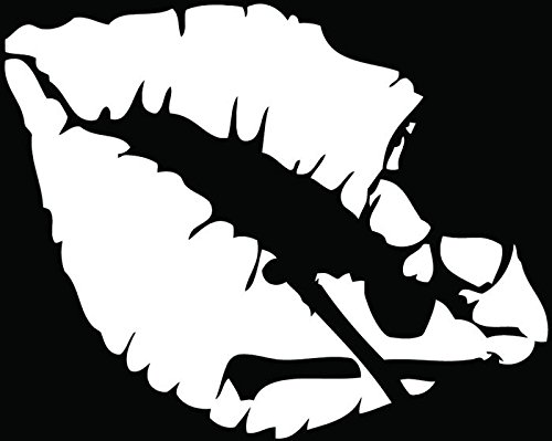 Kiss Of Death Skull Crossbones Car Truck Window Bumper Vinyl Graphic Decal Sticker- (6 Inch) / (15 Cm) Wide Gloss Black Color #TOP7