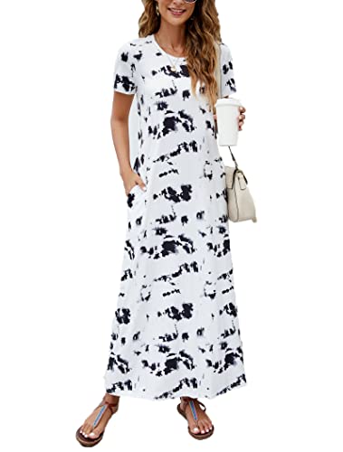 Hount Women's Short Sleeve Maxi Dress Casual Plain...