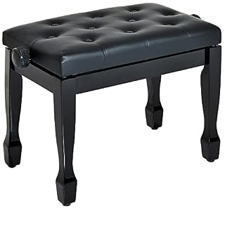 HOMCOM Banquette Piano Tabouret Siege Hauteur reglable Noir Bois revêtement synthétique - Les Beatles, Paul McCartney, John Lennon, RIngo Starr, George Harrison