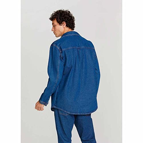 Camisa Jeans Masculina Overshirt - Azul M