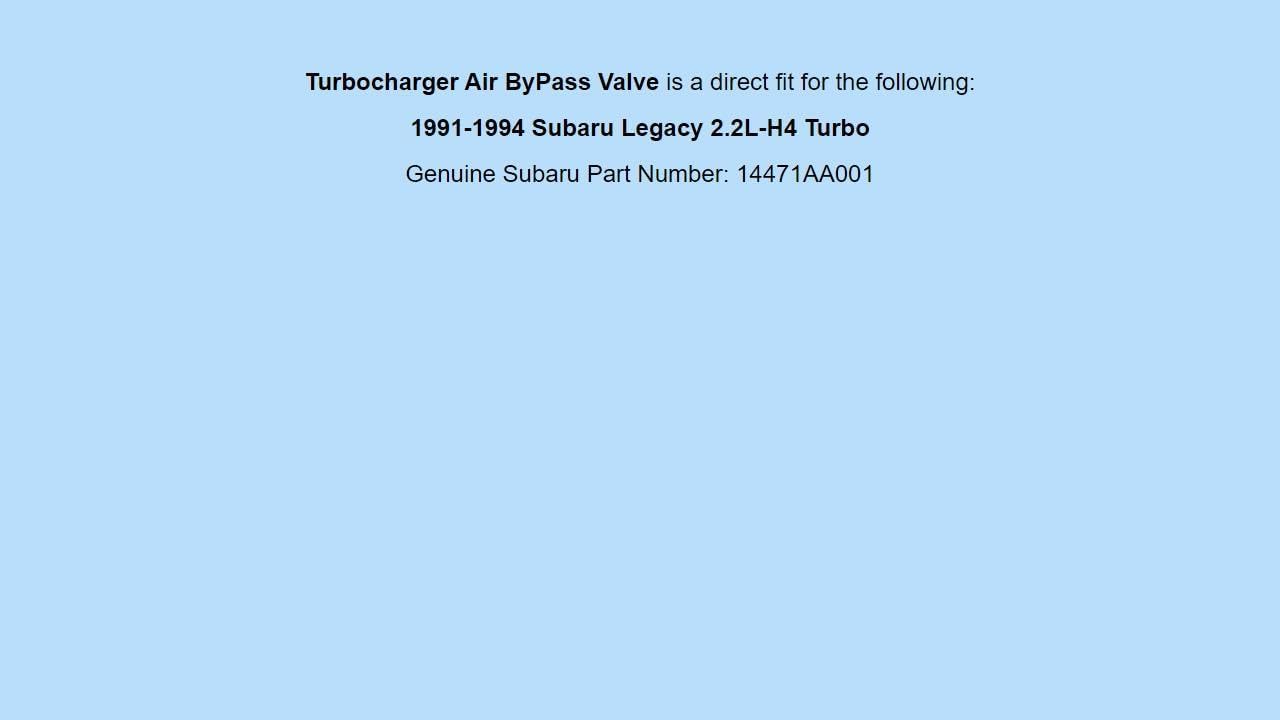 Genuine OEM 1991-1994 For Subaru Legacy TurboCharger Air Valve 14471AA001