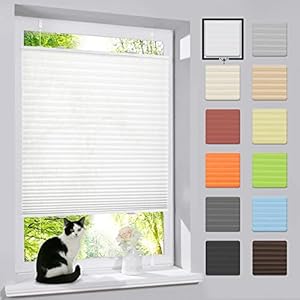 bobodeco Plissee ohne Bohren Klemmfix Faltrollo Jalousie Weiß 110x120cm (BxH), Plisseerollo Sichtschutz und Sonnenschutz Blickdicht Easyfix lichtdurchlässig Rollo für Fenster & Tür