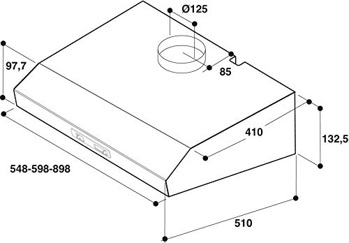 Bauknecht DC 5460 IN/1 Dunstabzugshaube Unterbau/Kompakt-Dunsthaube / 60cm / Für Abluft- und Umluftbetrieb geeignet/Edelstahl / 103,3 kWh/LED / 3 Leistungsstufen/Energieeffizienzklasse D
