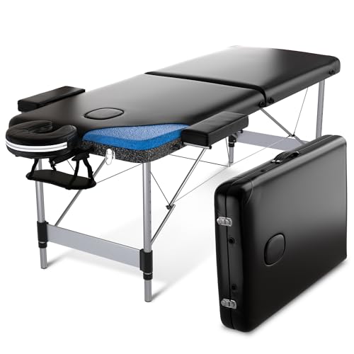 FENIXSHOP24 LETTINO MASSAGGIO PROFESSIONALE 2 ZONE IN ALLUMINIO PORTATILE RICHIUDIBILE - PER ESTETISTA, FISIOTERAPIA,TATTOO COD-08