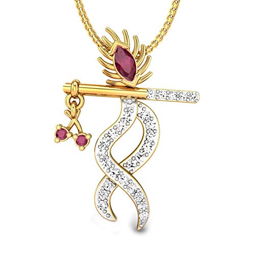 92.5 Sterling Silver American Diamond Best Krishna Flute Pendant for Women-image-43