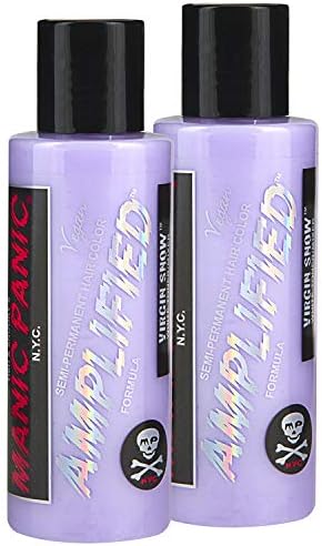 MANIC PANIC Virgin Snow Amplified Semi-Permanent Blue Tinted Hair Coloring - Eliminate Brassy Tones, Vegan, PPD & Ammonia-Free for Women & Men (2PK)