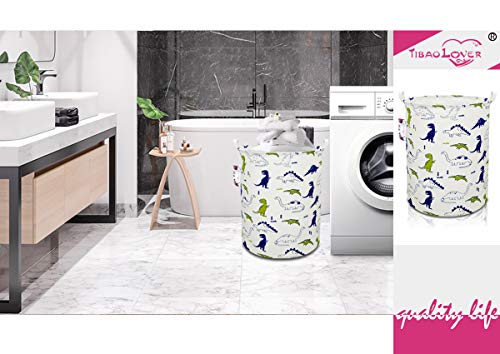 Image of Dinosaur Laundry Basket Baby Laundry Hamper Cute Kids Hamper Toy Storage Bin Handles for Boys and Girls Dinosaur Room Decor (Polychrome Dinosaurs)