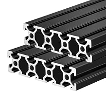 QNK 2pcs 1220mm48" T Slot 2080 Aluminum Extrusion European Standard Anodized Linear Rail for 3D Printer Parts and CNC DIY Black