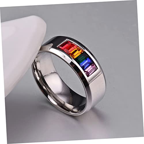Bague arc-en-ciel émail et diamants colorés au design moderne - 4