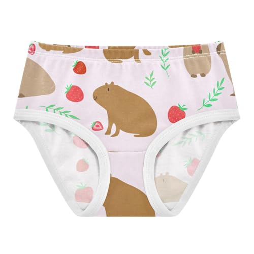 Cotton Girls Underwear Toddlers Cute Capybaras Strawberry Pink Panties Little Girl Colorful Undies Kids Briefs 2t