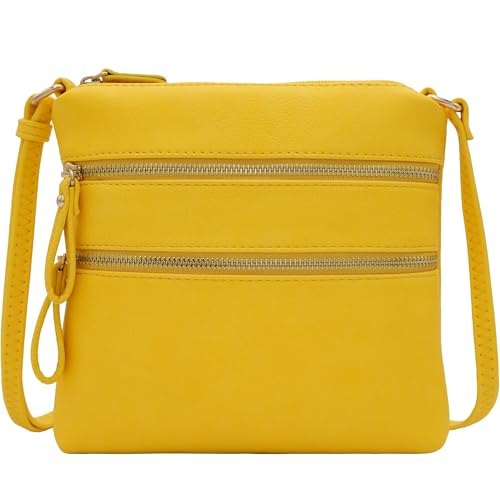 Image of Solene Small Multi Zipper Pocket Crossbody Bag with Adjustable Strap, Lightweight Travel Purse, Daily Small Messenger Pouch