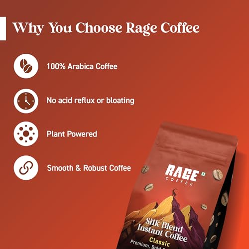 Image of Rage Coffee Premium Silk Blend Classic - 100 Gm | Enhance Fitness, Energy, and Focus | Hot and Cold Coffee