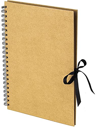 Clay Roberts A4 Kraft Ribbon Scrapbook, Brown, 40 Sheets (80 Pages), Craft Paper Scrapbooking Albums, Eco-Friendly Memory Book Photo Album
