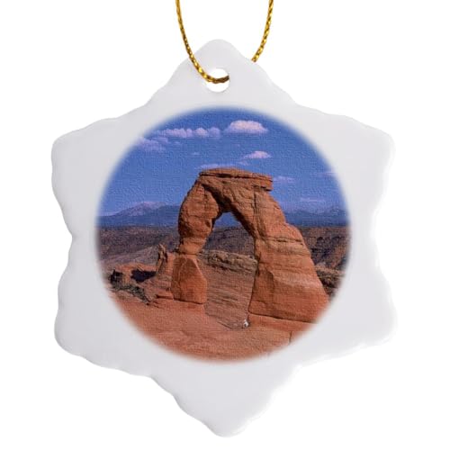 3dRose orn_36455_1 Delicate Arch Canvas at Arches Natural Park-Snowflake Ornament, Porcelain, 3-Inch