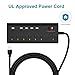 Surge Protector Power Strip with 5 USB Ports (6A Max) and 7 Outlets (1625W/13A), 2100 Joules, Wall Mountable Outlet Strip with Wide Spaced Outlet, 6ft Extension Cord for Indoor - Black