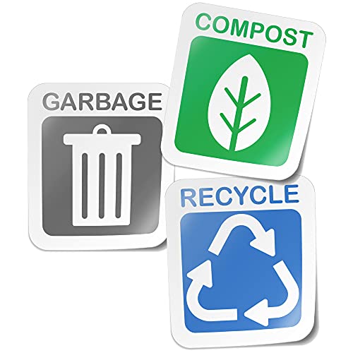 Garbage Trash Recycle Compost Bin Labels (3-Pack)