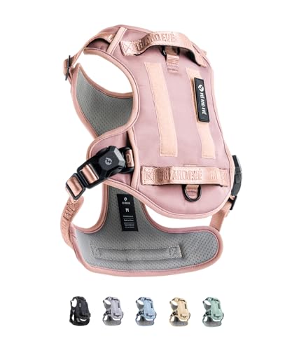 2025 New Edition, Fei & Eve MagEase Dog Harness - 3-Second Magnetic Buckles | 3-Point No-Pull Control | Heavy-Duty 900D Nylon | Dual Safety Handles | Breathable Mesh | Adjustable Fit | Medium, Pink