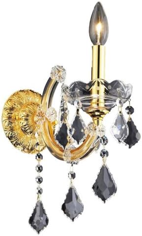 Elegant Lighting 2800W1G/RC Maria Theresa 12-Inch High 1-Light Wall Sconce, Gold Finish with Crystal (Clear) Royal Cut RC Crystal